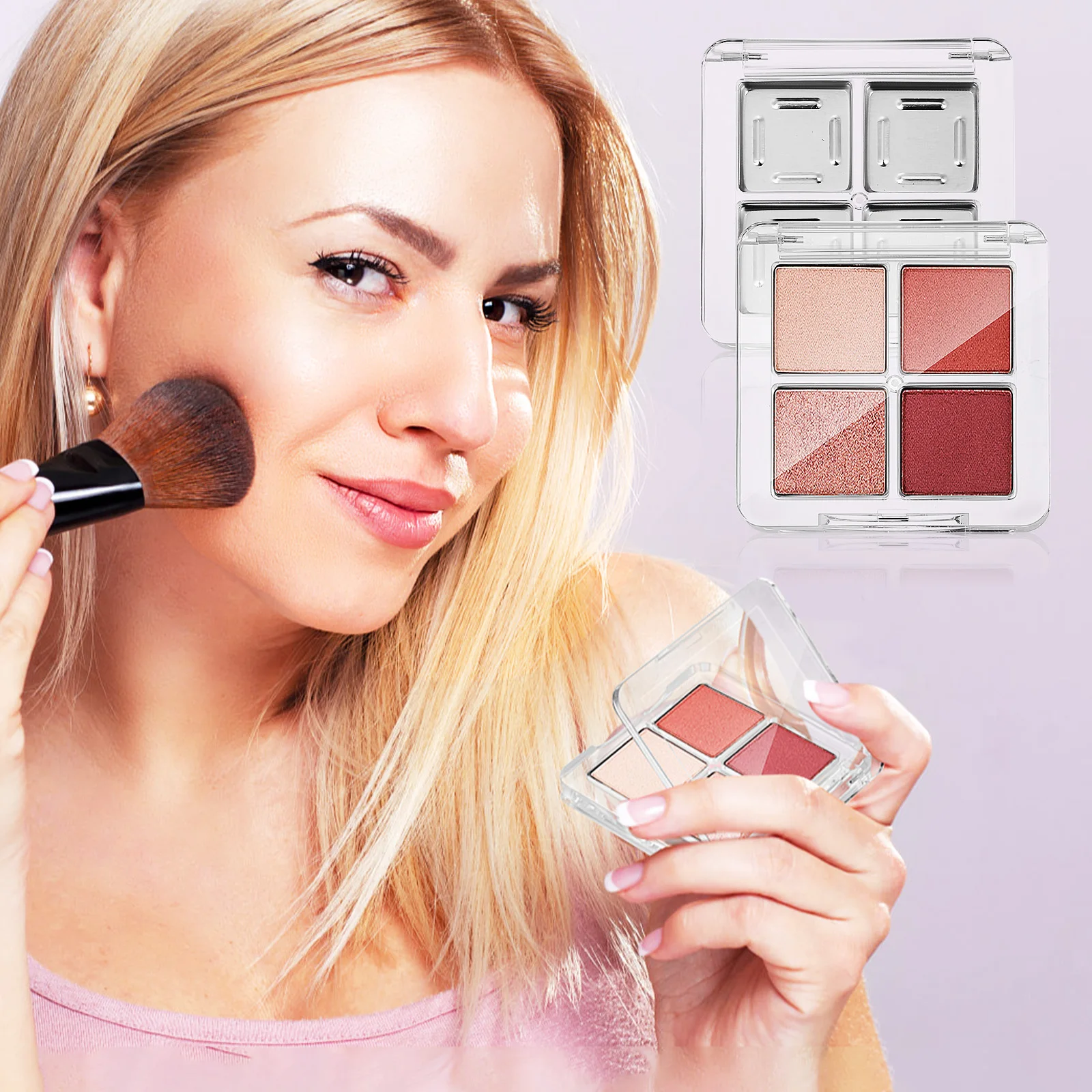 

6 pcs Empty Eyeshadow Palette Transparent Makeup Tray Sturdy Grid Design Tight Sealing Cosmetics Organizer For Women Girls
