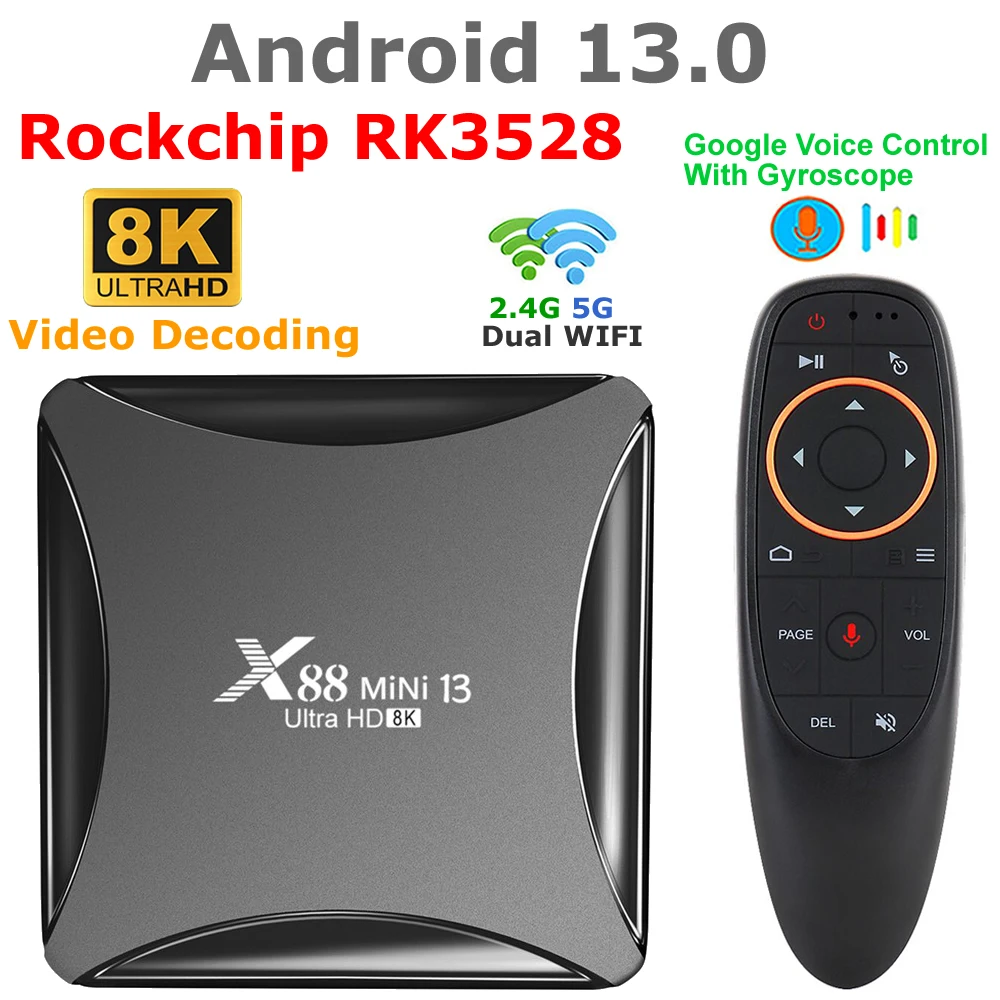 

X88 MINI 13 Android 13 Smart TV Box RK3528 4GB 32GB 64GB Media Player 5G Dual Wifi 8K Video Decode Android 13.0 Set Top Box