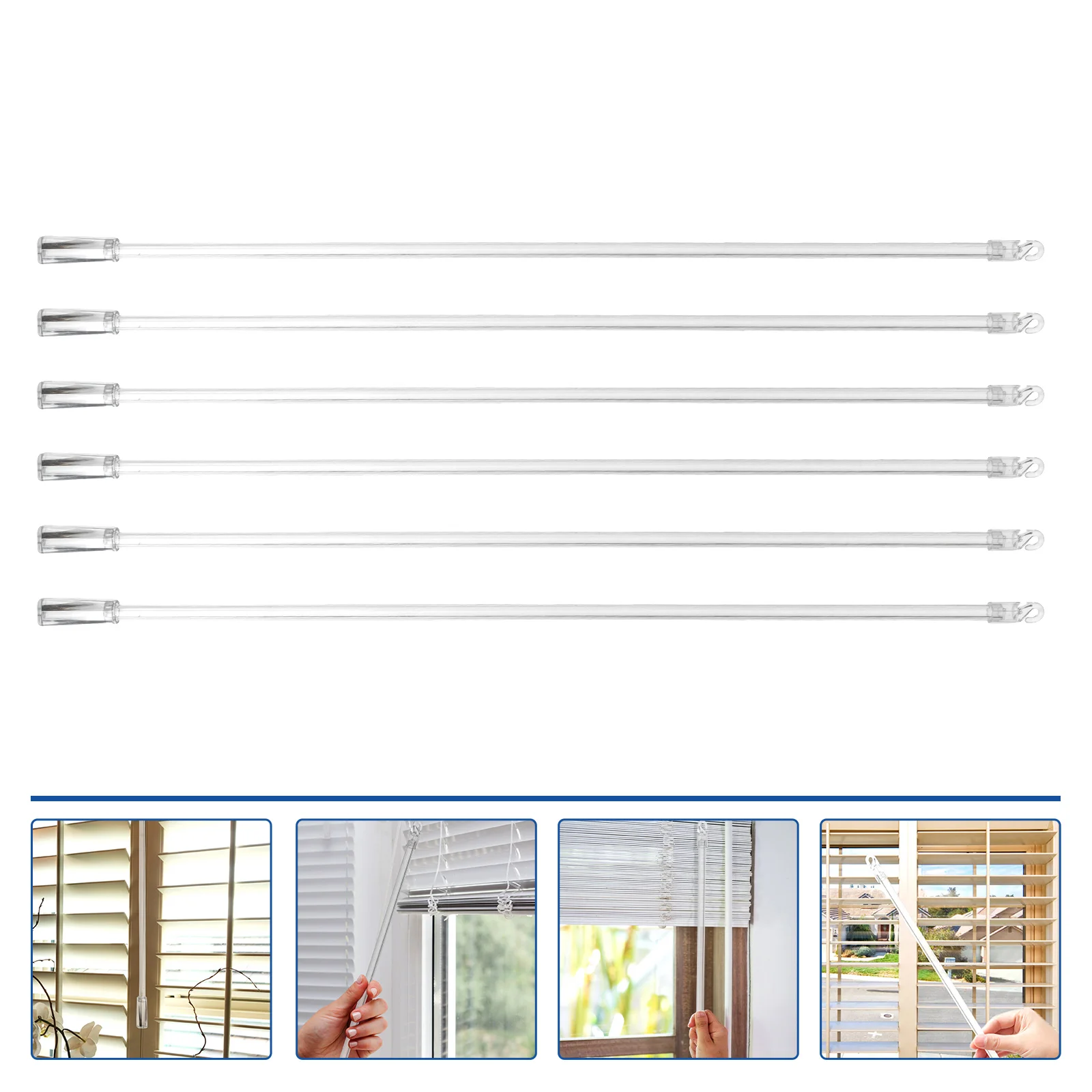 

6Pcs Venetian Blind Pulling Rod with Replacement Rod Heads Accessory for Transparent Curtain Vertical Wand Supplies Kit Accesso