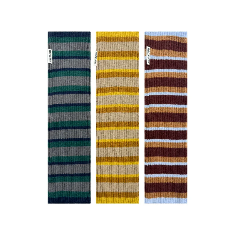 1 Pair Autumn Winter Multi-color Striped Knitted Fashion Warm Sock High Women Calf Warmer Long Leg Warmers Stockings Hosiery