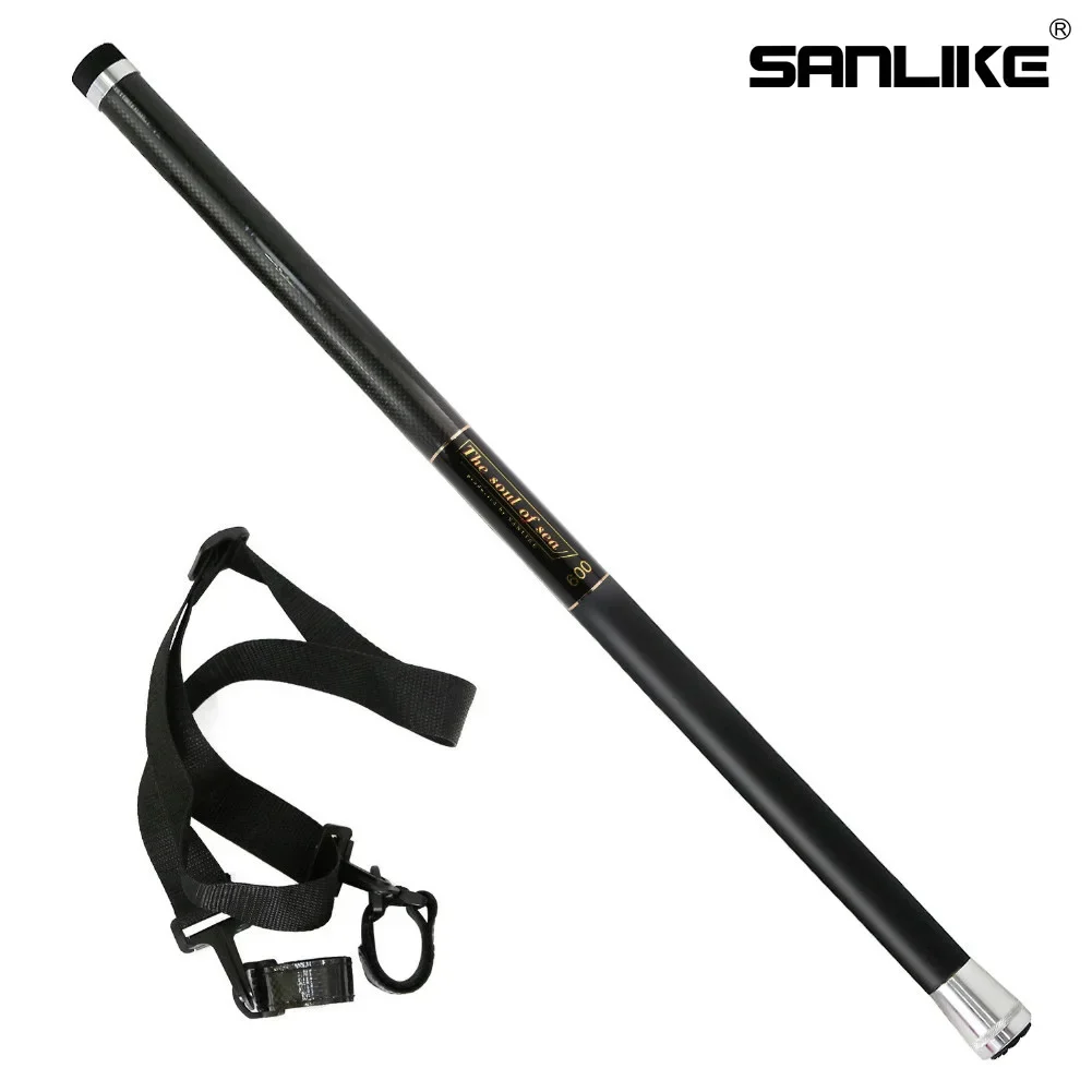 

SANLIKE 5m/6m Black Retractable Fishing Pole Carbon Fibre Pole Portable with Shoulder Strap for Carp Catch and Release Tools