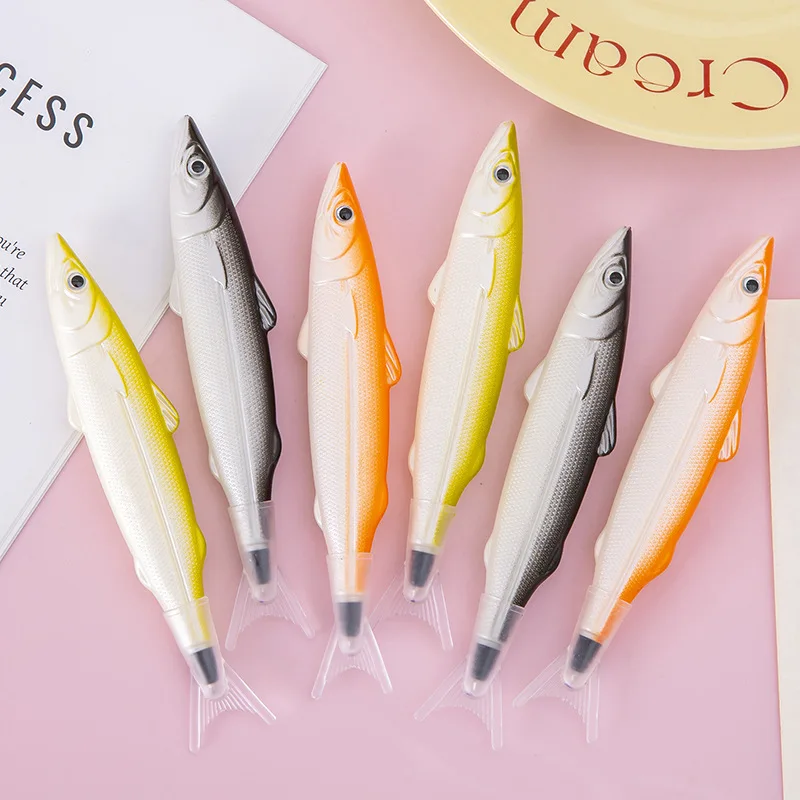 1-4-12 pçs bonito kawaii mar peixe papelaria criativo caneta esferográfica material escolar de escritório novidade engraçado adorável canetas
