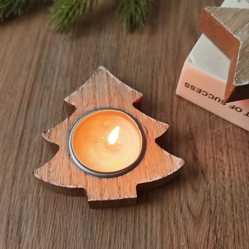 Christmas Tree Snowflake Wooden Candle Holder Candlestick 2023 Christmas Decorations For Home Xmas Table Ornaments New Year Gift - Image 3