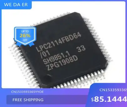 

100% NEW NEW LPC2114FBD64 LPC2114 LPC2114F LPC2114FBD QFP64 MCU 128KB