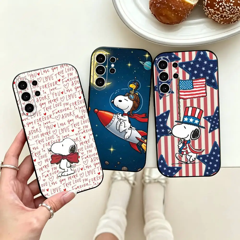 Cute S-Snoopys Gift Cartoon  Phone Case For Samsung S25,S24,S21,S22,S23,S30,Ultra,S20,Plus,Fe,Note,10,9,5G Black Cover