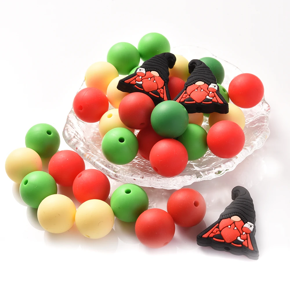 TeWindsor-Ensemble de 47 perles rondes en silicone pour bébé, 15mm, accessoires pour bricolage, sucette pour nouveau-né, jouet de dentition à mâcher