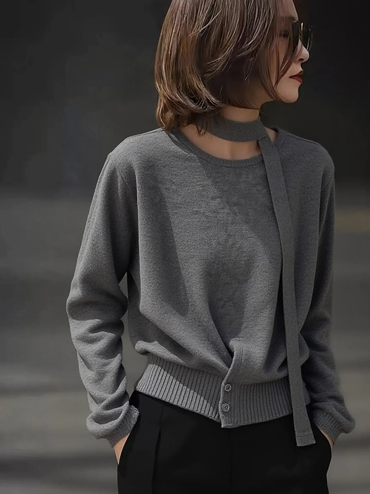 

Модный вязаный свитер с круглым вырезом и длинными рукавами, свободный крой, в стиле lazy, зима 2025, женский, комфортный, теплый, однотонный топ