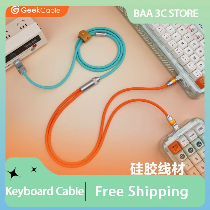 

GeekCable Mechanical Keyboard Aviator Cable Wire Type-C USB Port 1 To 2 Aviator Coiling Cable 8K Gaming Keyboard Accessories