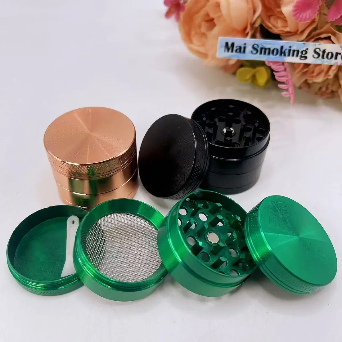 1.6inch Metal Herb Grinder 4-layer Manual Spice Mill Pepper Salt Mortar Grass  Tobacco Grinder Smoking Cigarette Accessories