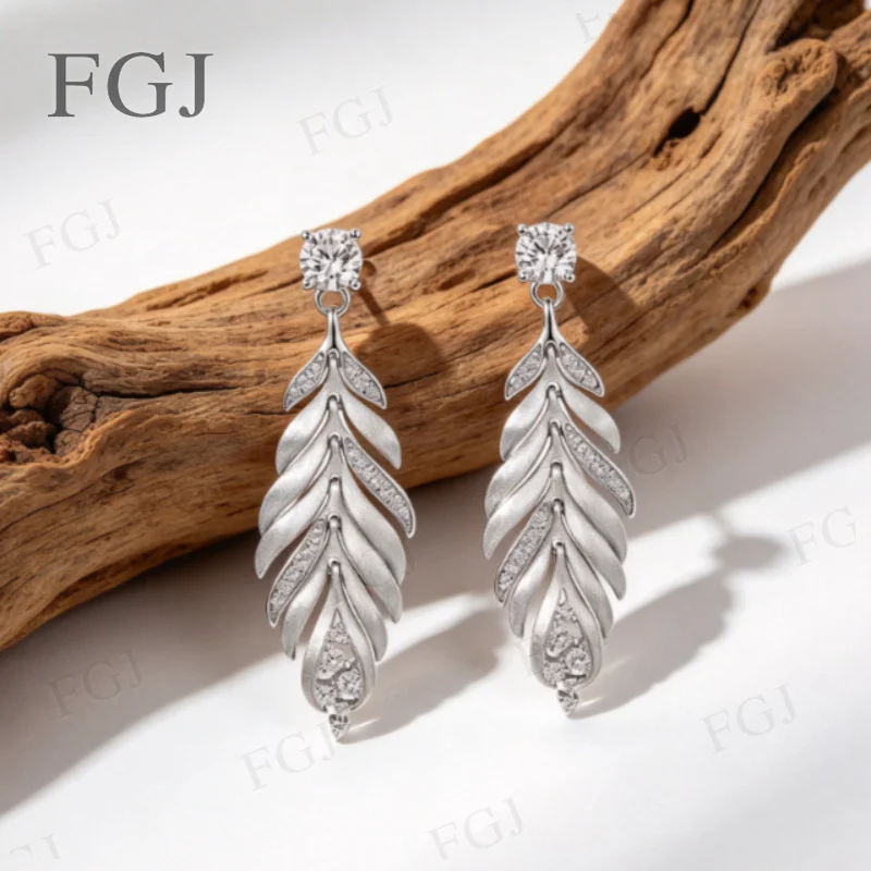 Moissanit-Hängeohrringe, 925er Sterlingsilber, runder Schliff, VVS1, D-Farbe, Edelstein, Damen, feiner Party-Schmuck – Detail 10