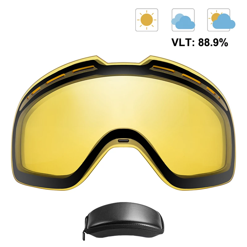 Ski brille Linse Doppels ch ichten Anti-Fog UV400 große kugelförmige Ski brille Schnee brille Linsen Snowboard Brillen Ersatz linse