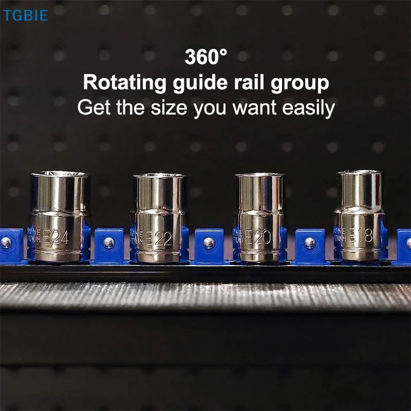 [TL]【TL】1/2 1/4 3/8 Socket Clip Rail Holder ABS Socket Sliding Stand Sleeve Rail Rack Tool 360° Swivel Socket Organizer