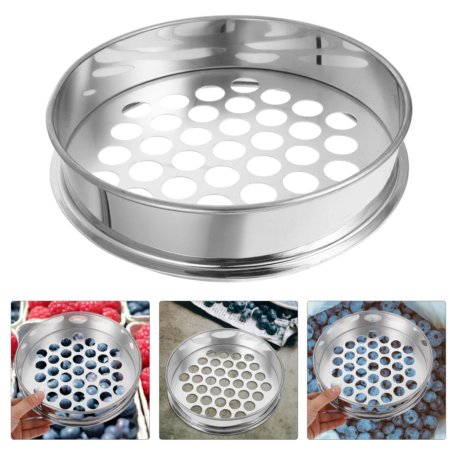 

Round Hole Stainless Steel Sieve Heavy Duty Blueberry Sifter for Garden Soil Screening Reusable Household Mesh Strainer Kitchen
