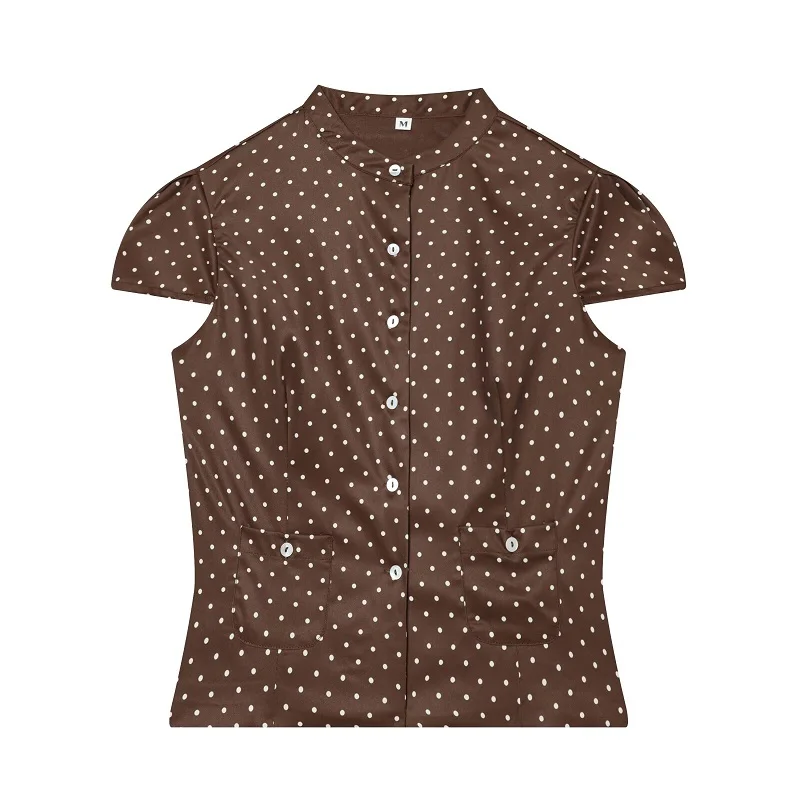Damen Polka Dot Kurze Hosen Sets Zweiteiliges Sommer-Outfit mit Mittelhohem Bund Damen-Anzug Sommer Crop Top Urlaubsoutfit für Frauen – Detail 3
