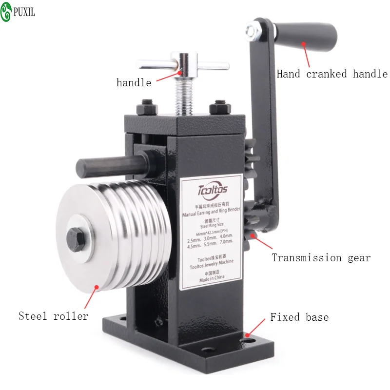 Multi purpose manual crank bending tool for rings, earrings, and jewelry - metal processing tool for stamping gold, silver, and