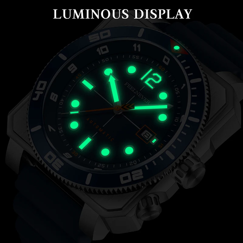 FEELNEVER New Sapphire Automatic Watches for Men Fashion Business Diving Watch Men 1000M Waterproof Men's Mechanical Wristwatch view 4