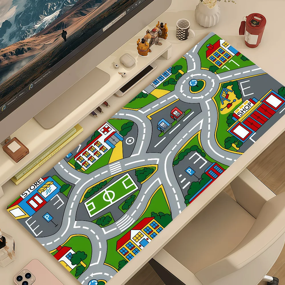 Cartoon Game Road City Mouse Pad MousePad Non-slip Lockedge Office Student Gaming Thickened Large Writing Pad Cushion