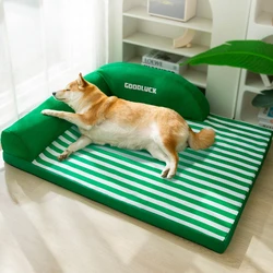 New Dog Four Seasons Universal Striped Backrest Sofa Kennel Large Dog Golden Retriever/Border Collie Large Pet Bed Cat Bed