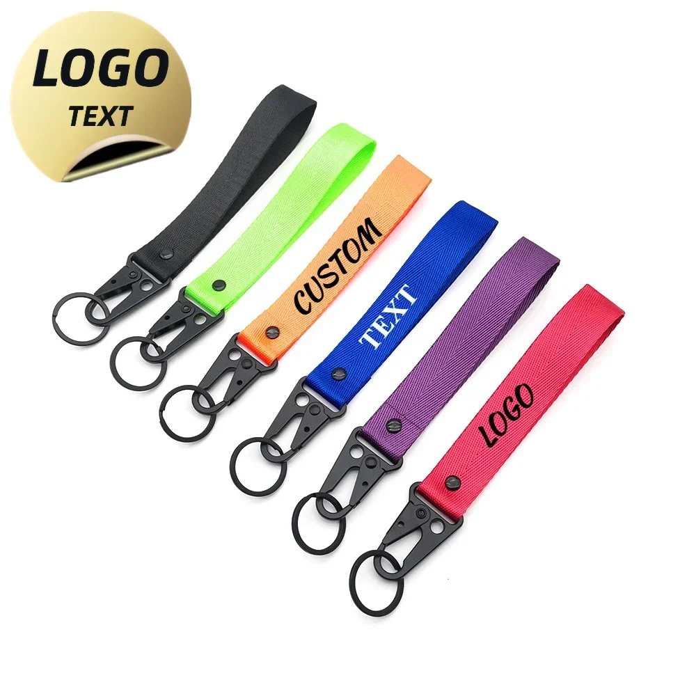 

Custom Logo Keychain Ribbon Fabric Keyring for Motorcycle Personalize Name Numbers Eagle Beak Webbing Polyester Car Key Chain