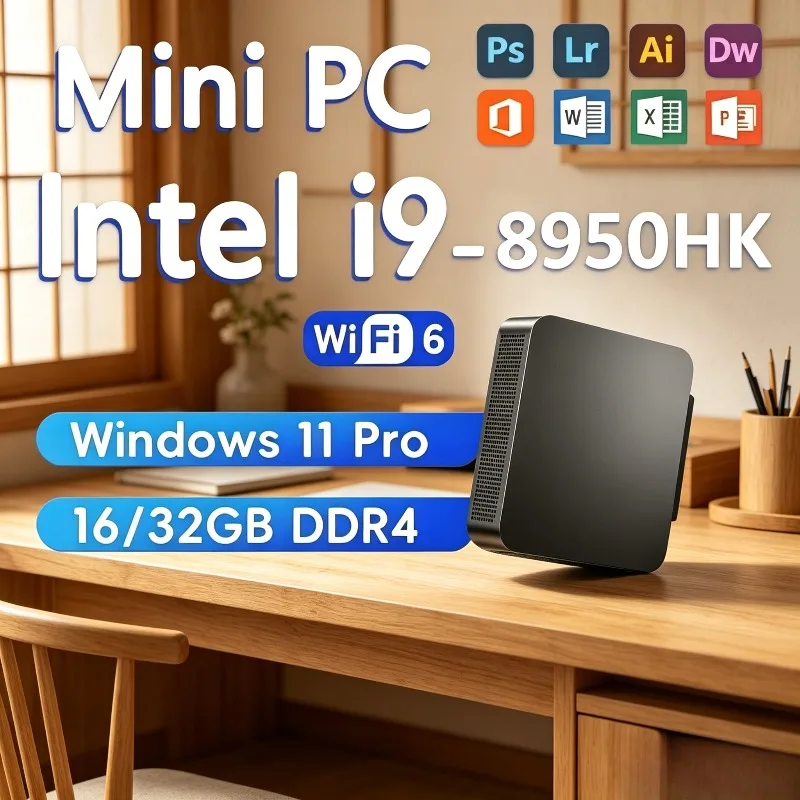 

2026 Study Pc Office Gaming Mini 4K HD Windows 11 Pro Core i9 8950HK 128GB RAM 1TB 2TB SSD WIFI 6 BT5.2 MINI PC