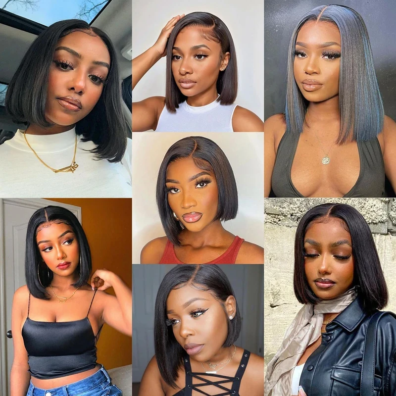 Short Bob Human Hair Wigs 13x4 HD Lace Frontal Black Human Hair Wig For Women 18Inch Brazilian Cheap Human Hair Wigs Pre Plucked