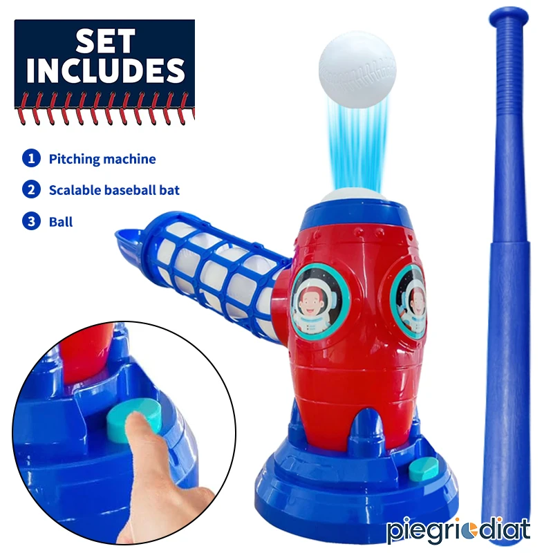 Fully automatic children's baseball machine, plastic baseball toy set, includes 10 balls, baseball training equipment, perfect c