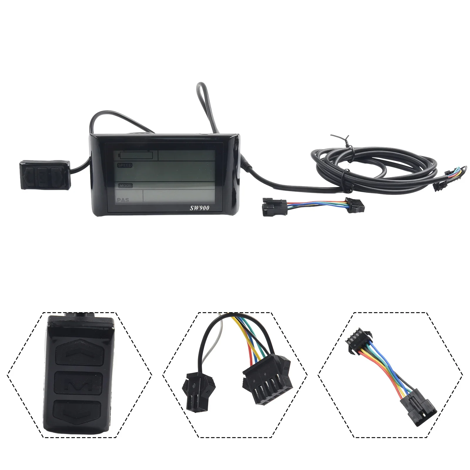 Speed Control LCD S900 Display Electric Bicycle Light Plug Meter Replacement Black Color Control Panel High Quality