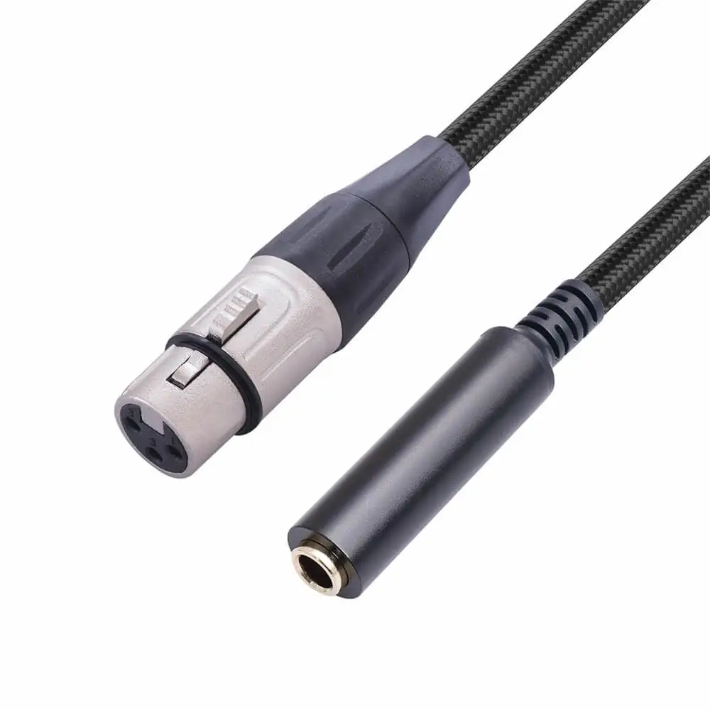 XLR Female to 6.35mm Female Balanced Audio Cable 0.3M Metal Gold‑Plated Shielded Cord for Amplifier Musical Instrument Equipment