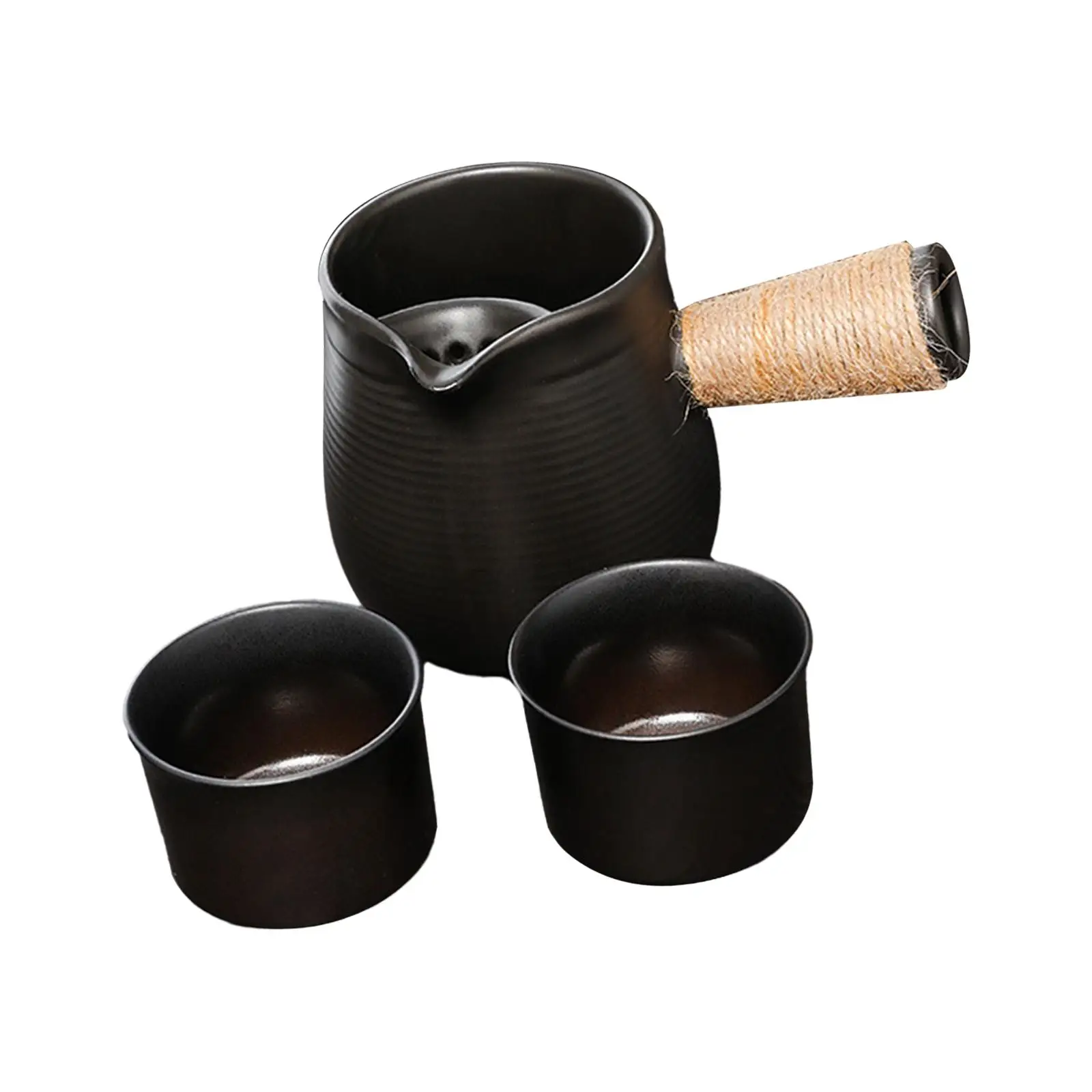500ml Ceramic Teapot Blooming and Loose Tea Leaf Kettle with Rope Wrapped Handle for Outdoor Hotel Home Restaurant Tea House