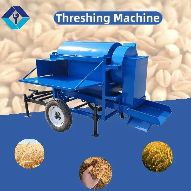 Portable Multi-Crop Thresher, Diesel Engine Driven Wheat Corn Soybean Threshing Machine, Reliable Farm Grain Thresher