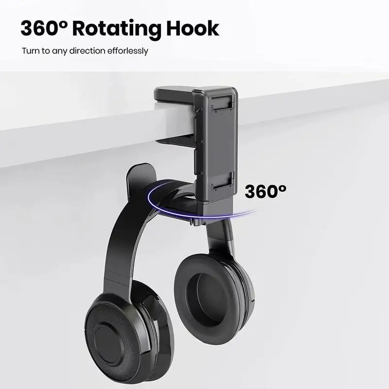 Soporte para controlador de escritorio, soporte para auriculares para debajo del escritorio, accesorios para juegos, estante de almacenamiento de mesa sin perforaciones