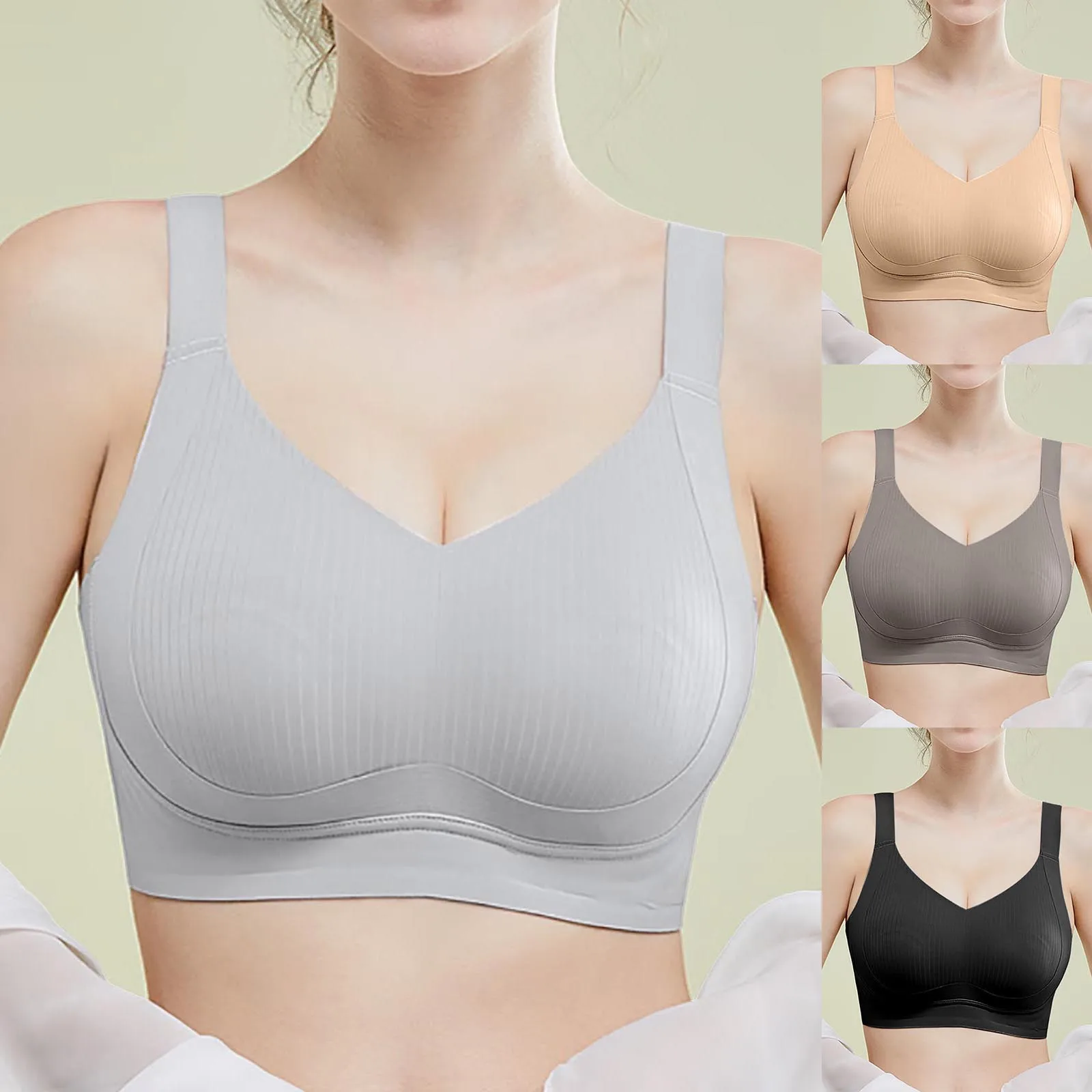 Women Seamless Bra Wire Free Skin Friend Push Up Sports Bra Adjustable Anti Sagging Large Breast Support Armpit Fat Control Bra