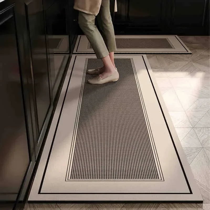 Kitchen Carpet Waterproof Oil-proof Floor Mat Pvc Leather Non-slip Foot Mats Long Strip Home Decoration Rug Alfombra De Cocina
