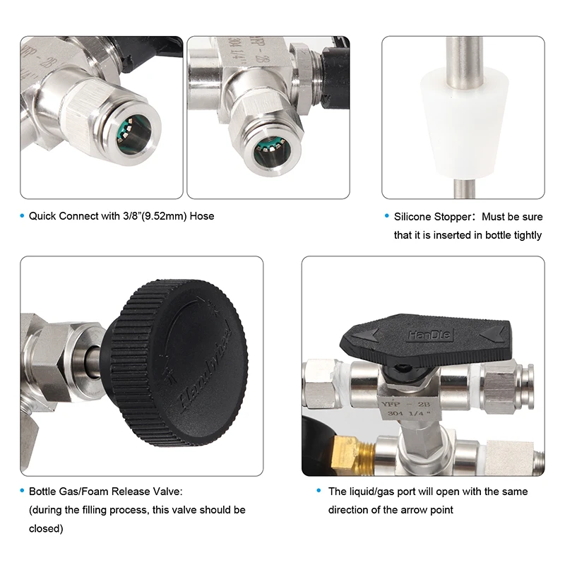 Counter Pressure Bottle Filler with Quick Joint Connector, Beer Bottling & Transfer Avoid Air Connect & Pressure Gauge (0-60psi)