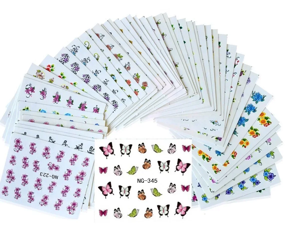 50 Blatt Wasserzeichen-Nagelaufkleber, Mix-Designs, Wassertransfer, Nagelkunst-Abziehbilder, DIY, Dekoration für den Salongebrauch