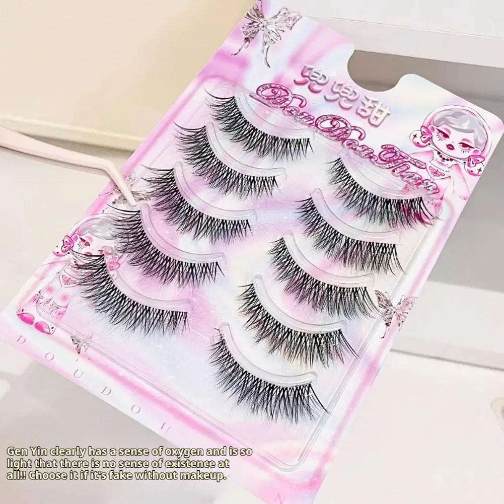 5Pairs 3D Nerz Wimpern Natürliche Falsche Wimpern Flauschigen Streifen Wimpern 3D Gefälschte Wimpern Natürliche Selbstklebende Falsche Wimpern Make-Up-Tools