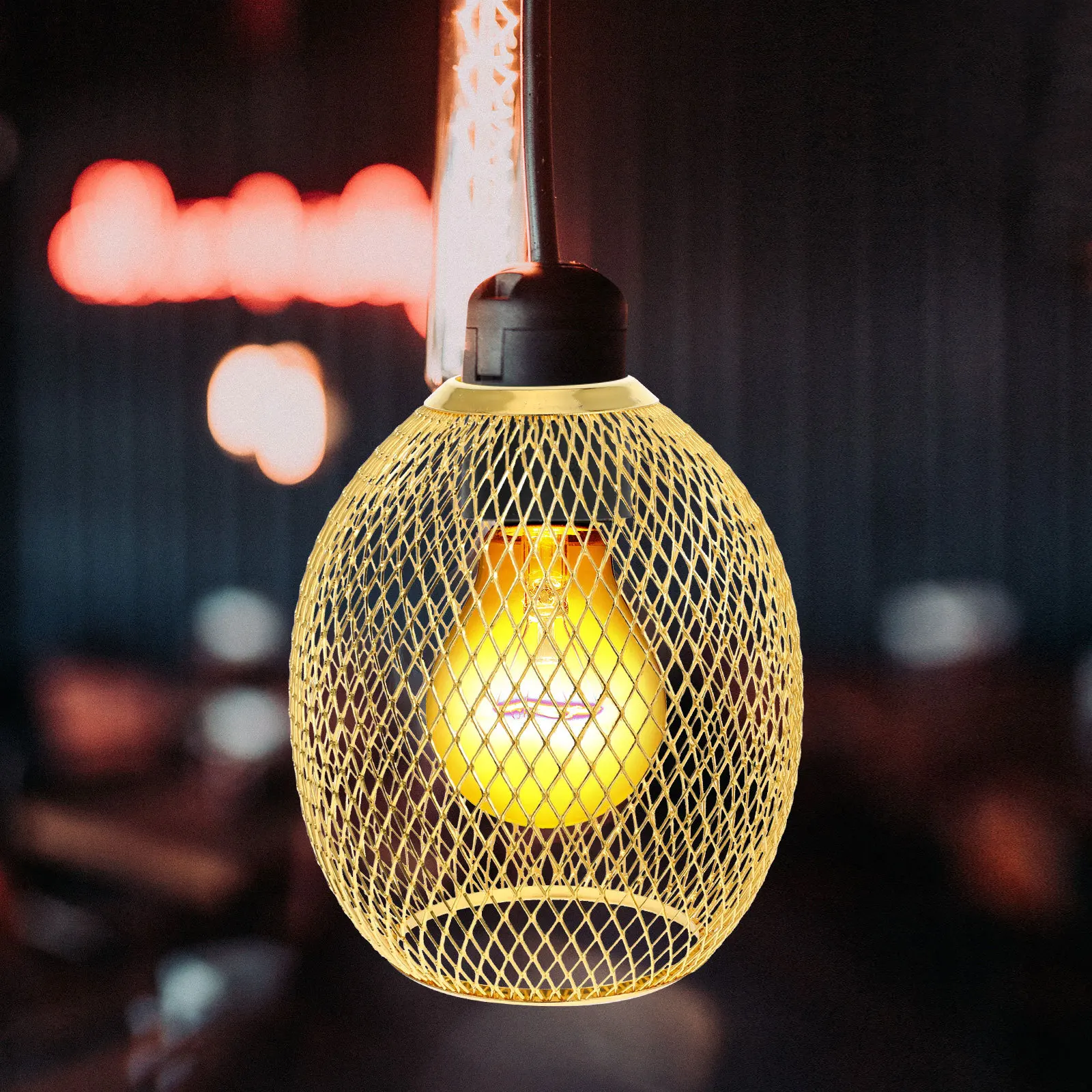 

Iron Wire Lampshade Hollow Light Bulb Cage Cover Vintage Decorative Lamp Shade Metal Light Fixture for Home and Office