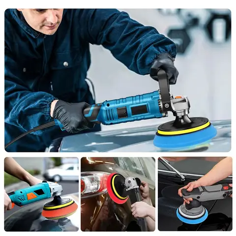 (YY)5개입 신형 6인치 스펀지 자동차 광택제 왁싱 패드 버핑 키트 보트 자동차 광택 버퍼 휠 폴리싱 스크래치 제거