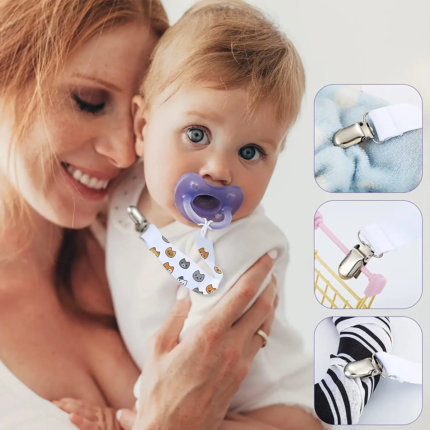 10pcs/Lot Non Toxic Texile Clip Pacifiers Sublimation Blanks Printable Baby Pacifier Clips For Boys Girls Fits Baby Teething Toy