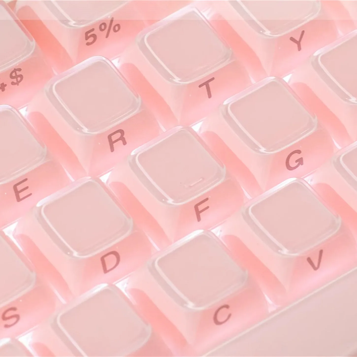 OEM Crystal Jelly Pink Side Engraved Key Cap Kit PC 135 Key Compatible with 61/75/87/104/108 Mechanical Keyboard