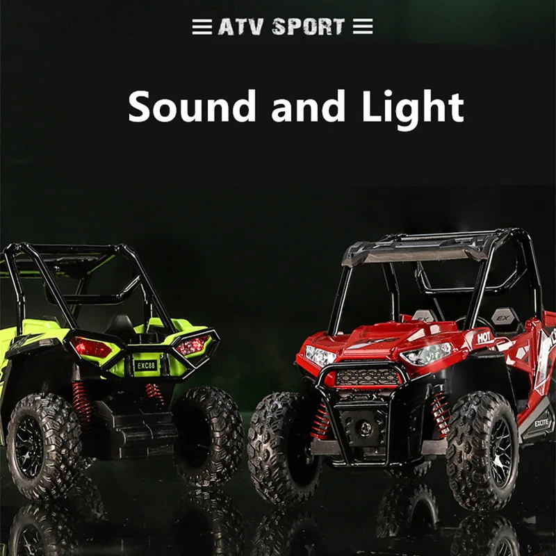 1:24 Alloy ATV Sports Motorcycle Model Diecasts Metal Toy Beach All-Terrain Off-Road Motorcycle Model Sound and Light Kids Gifts