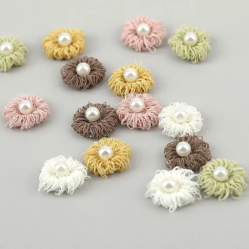 50 Stück Perlen-3D-Blasen-Applikationen mit kleinen Blumen für DIY-Kinderhaarspangen, Schuhe, Hüte, Dekorationsaufnäher – Detail 1