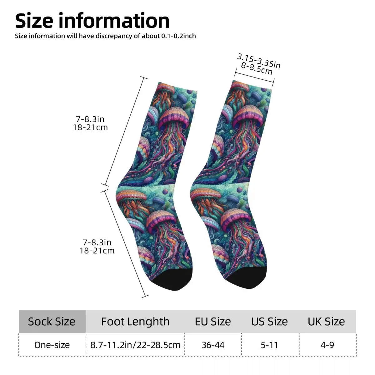 Sea Turtle Jellyfish Sock Printed Man Polyester