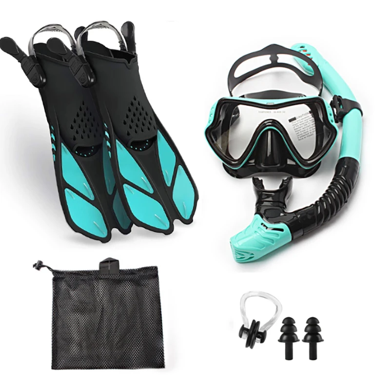 3PCS Set Diving Equipment Diving Mask Breathing Tube Adjustment Diving Fins Anti Fog Snorkeling Set For Water Sports