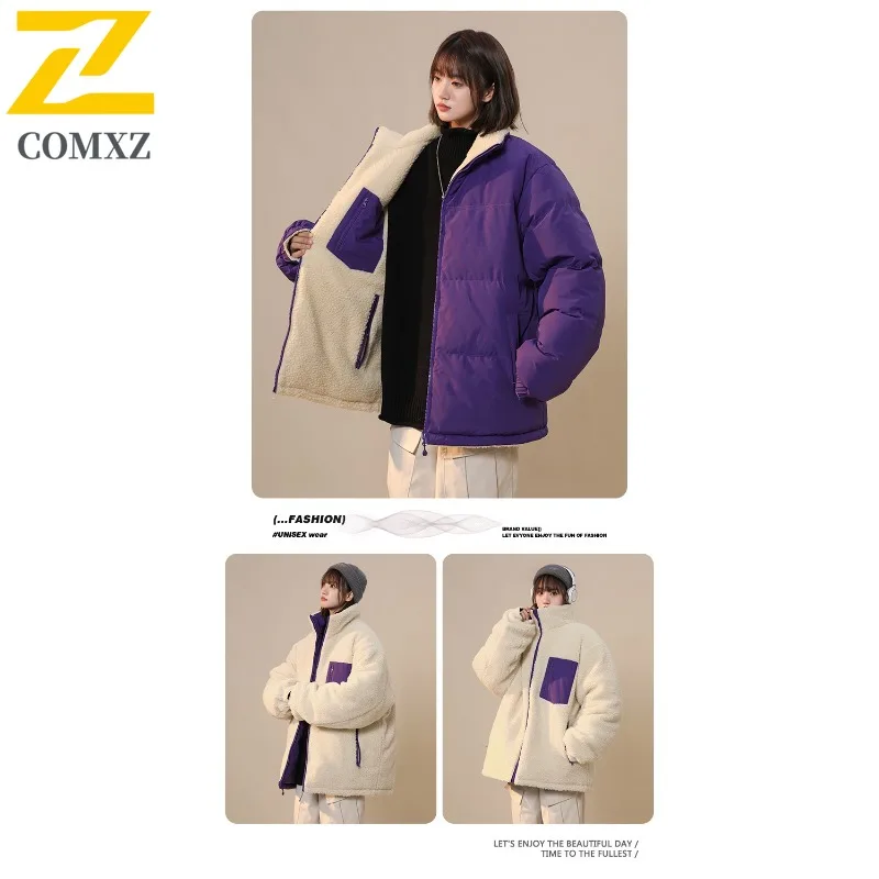 COMXZ 2025 Stand Collar Puffer Jacket Winter Unisex American Style Waterproof Windproof Warm Outdoor Sports Casual Fashion Coat