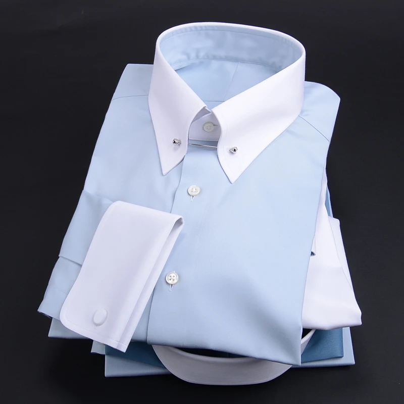 2024 spring empire collar French shirt men\'s long sleeve professional custom shirt for men