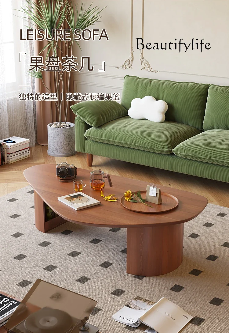 

Nordic Retro Solid Wood Tea Table Simple Silent Wind Shaped Tea Table