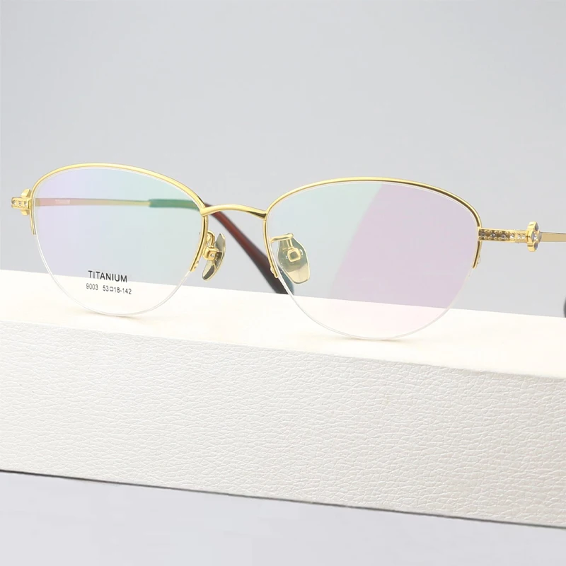 

Ultra-light Glasses Frame Men Women Titanium Sea Shell Jewellery Optical Myopia Prescription Spectacle Half-Frame Eyewear