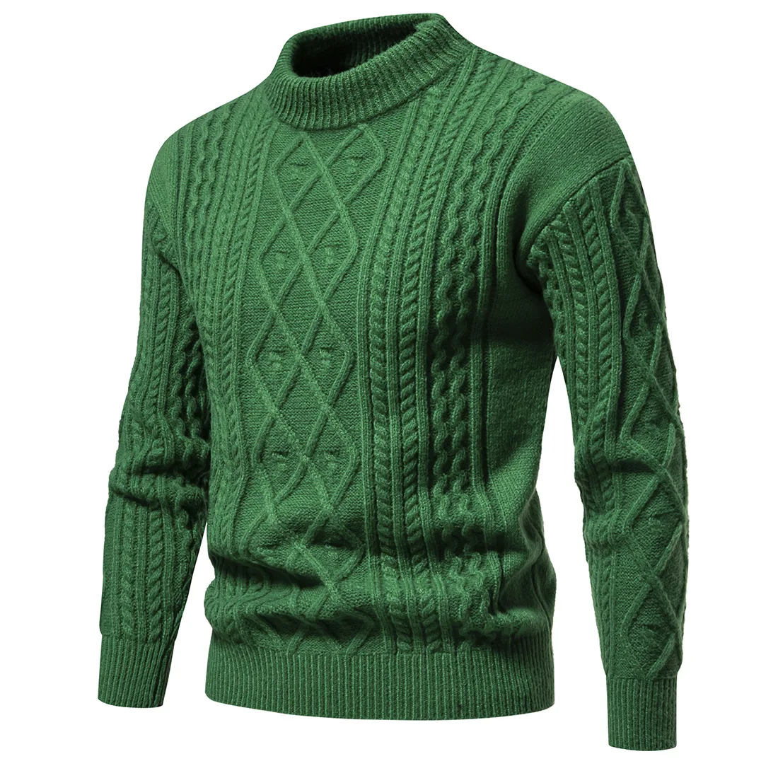 Mens Pullover Knitted Sweater Stylish O-neck Twist Long Sleeve Pullovers Fashion Casual Slim Fit Weave Knit Jumper Mens Clothing