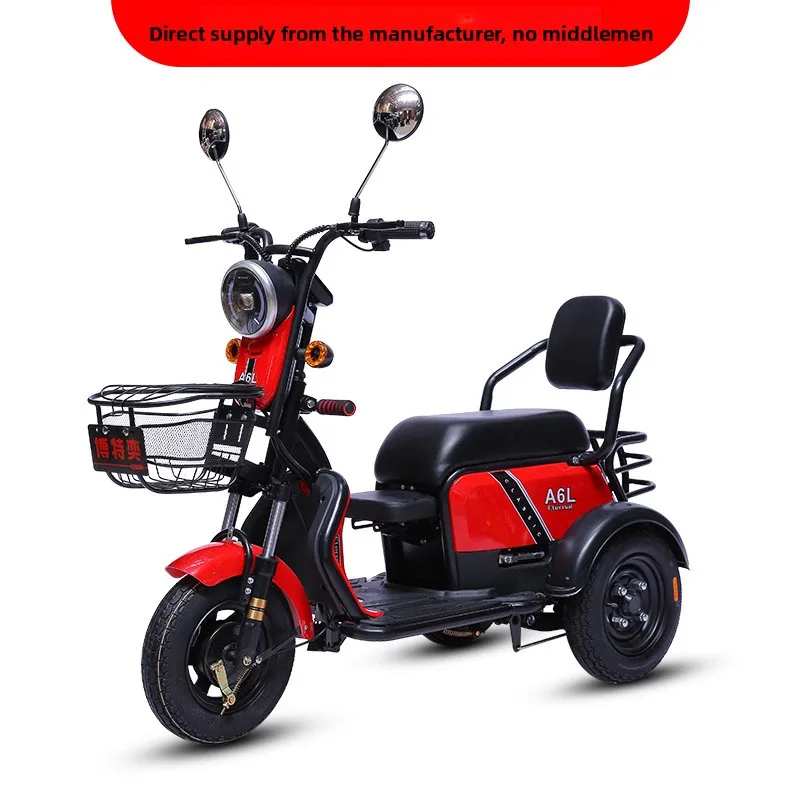

New Small Jelly Bean Moving Tricycle, Elderly Leisure Scooter, Three-seat Baby Seat Battery Car